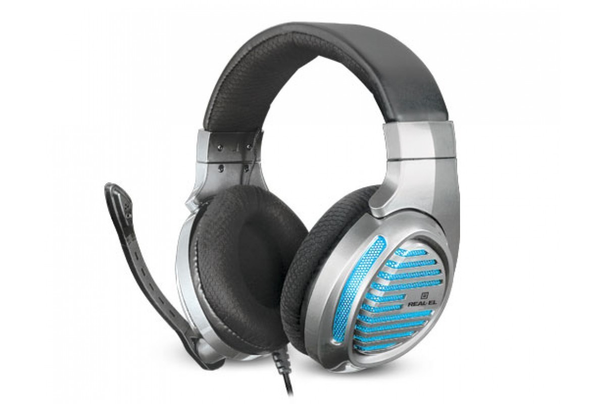 

Наушники игровые REAL-EL GDX-7670 c подсветкой и микрофоном чёрный +синий