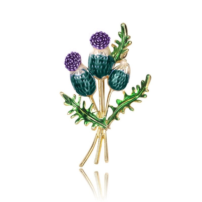 

Брошь-кулон женская BROCHE бижутерия с эмалью Цветы Чертополох зелёная BRBF111550