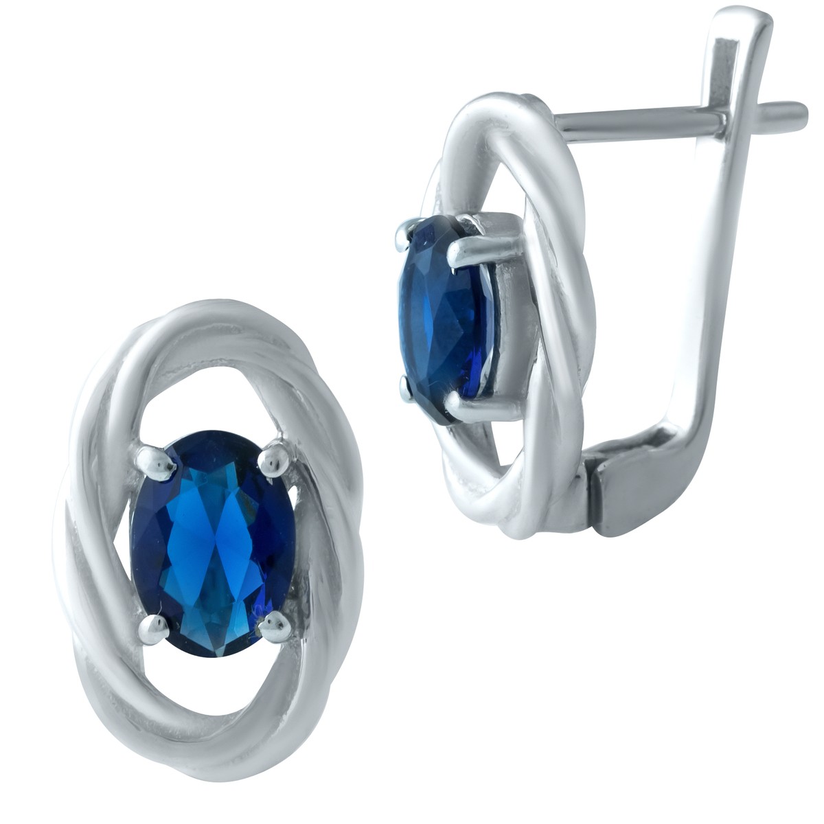 

Серебряные серьги MG с сапфиром nano