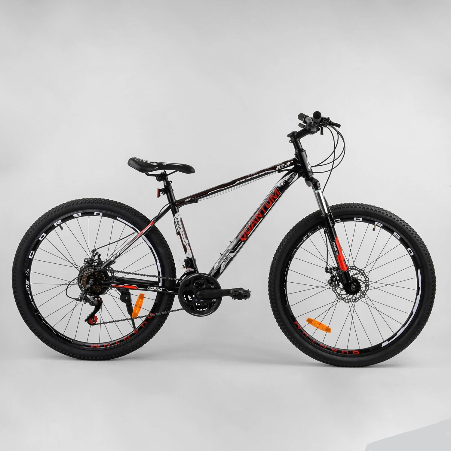 

Велосипед Спортивный Corso «QUANTUM» 27.5" дюймов 45916(2)рама стальная 17.5’’,SunRun 21 скорость Черно-белый