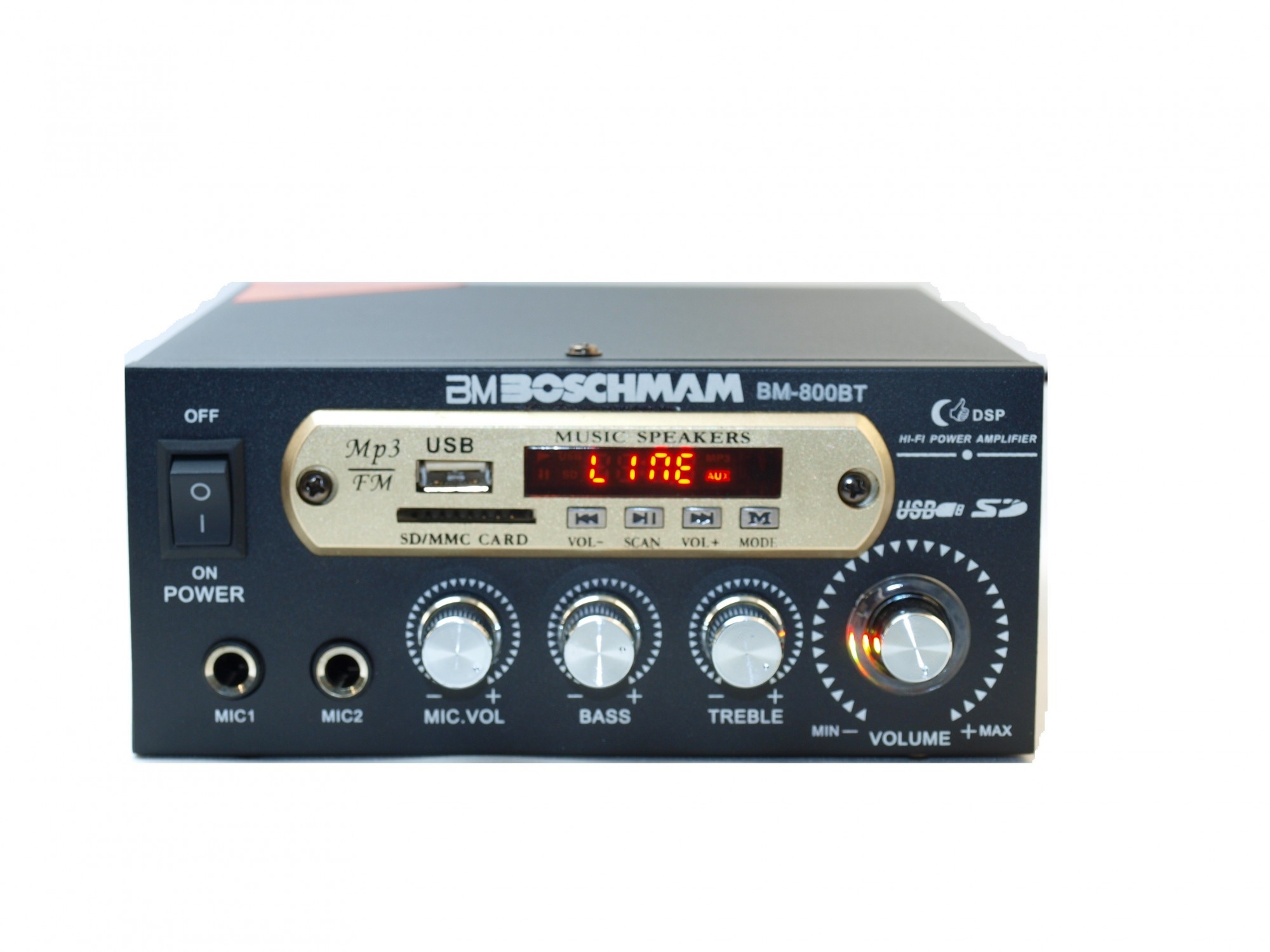 

Усилитель звука BM-800BT FM USB 2x300W с встроенным караоке