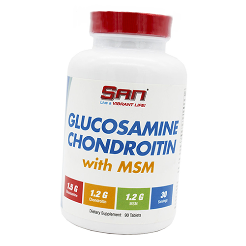 

Глюкозамин Хондроитин МСМ, Glucosamine & Chondroitin & MSM, San 90таб (03091001)
