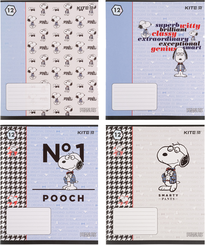 

Набор тетрадей ученических Kite Snoopy 12 листов в линию 4 дизайна 20 шт (SN21-234)