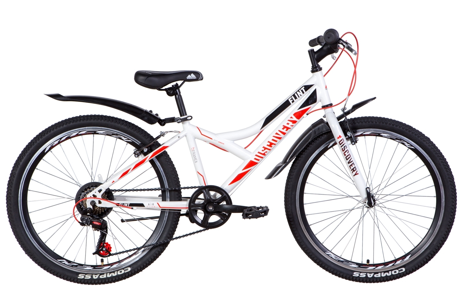 

Велосипед 24" Discovery FLINT 2021 (бело-черный с красным) Discovery OPS-DIS-24-224