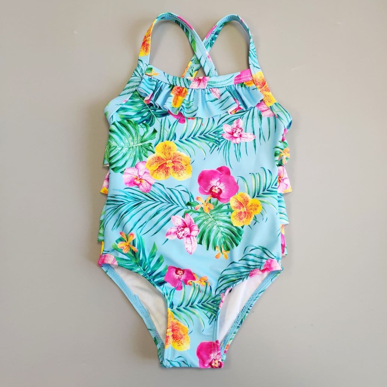 

Купальник для девочек сдельный Minoti TG Swim 10 Цветочки 80-86см Голубой
