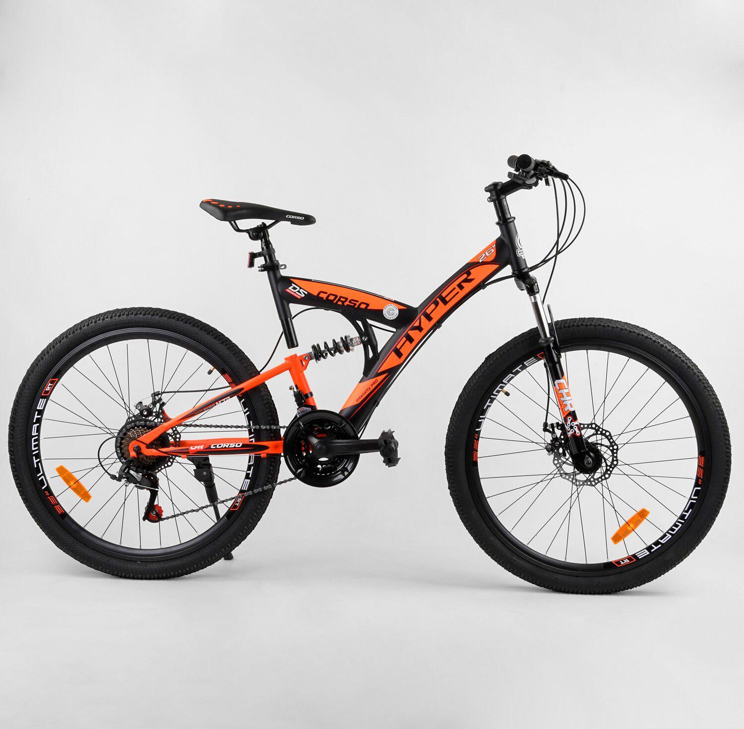 

Велосипед Спортивный CORSO Hyper 26" 87646 Черно-оранжевый