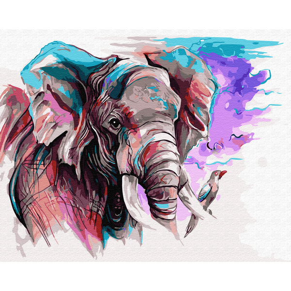

Картина по номерам / анти-стресс раскраска Mono Art Слон акварелью (GX31983)