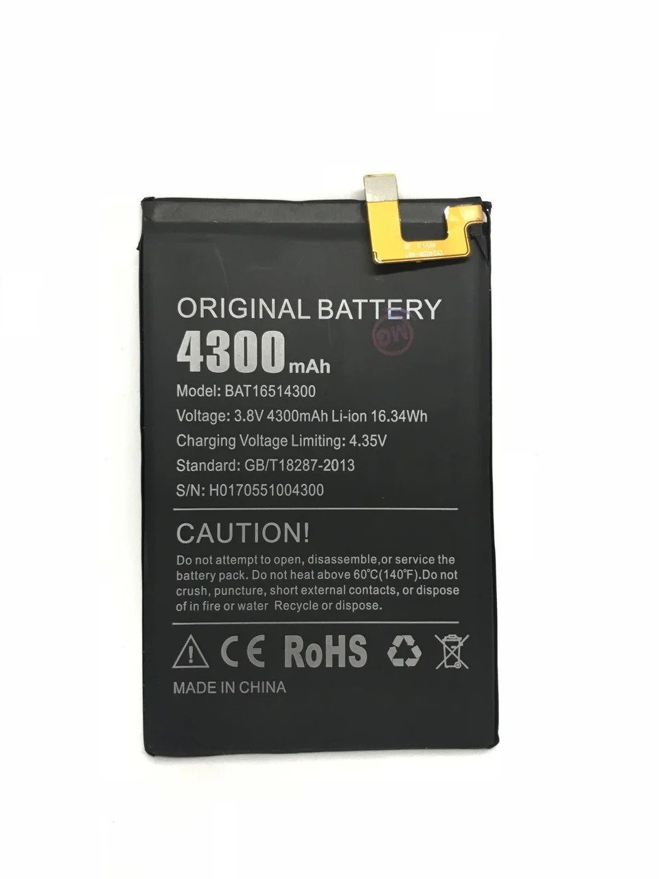 

Аккумулятор к телефону Doogee BAT16514300 Y6 Max 3.8V Black 4300mAh 16.34Wh
