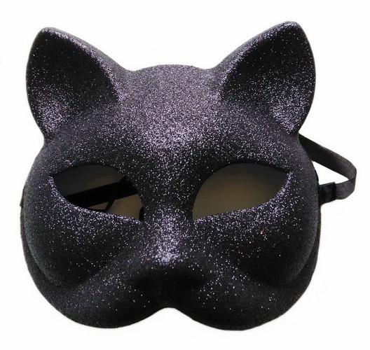 

Маска Кошка блестящая (карнавальная) черная