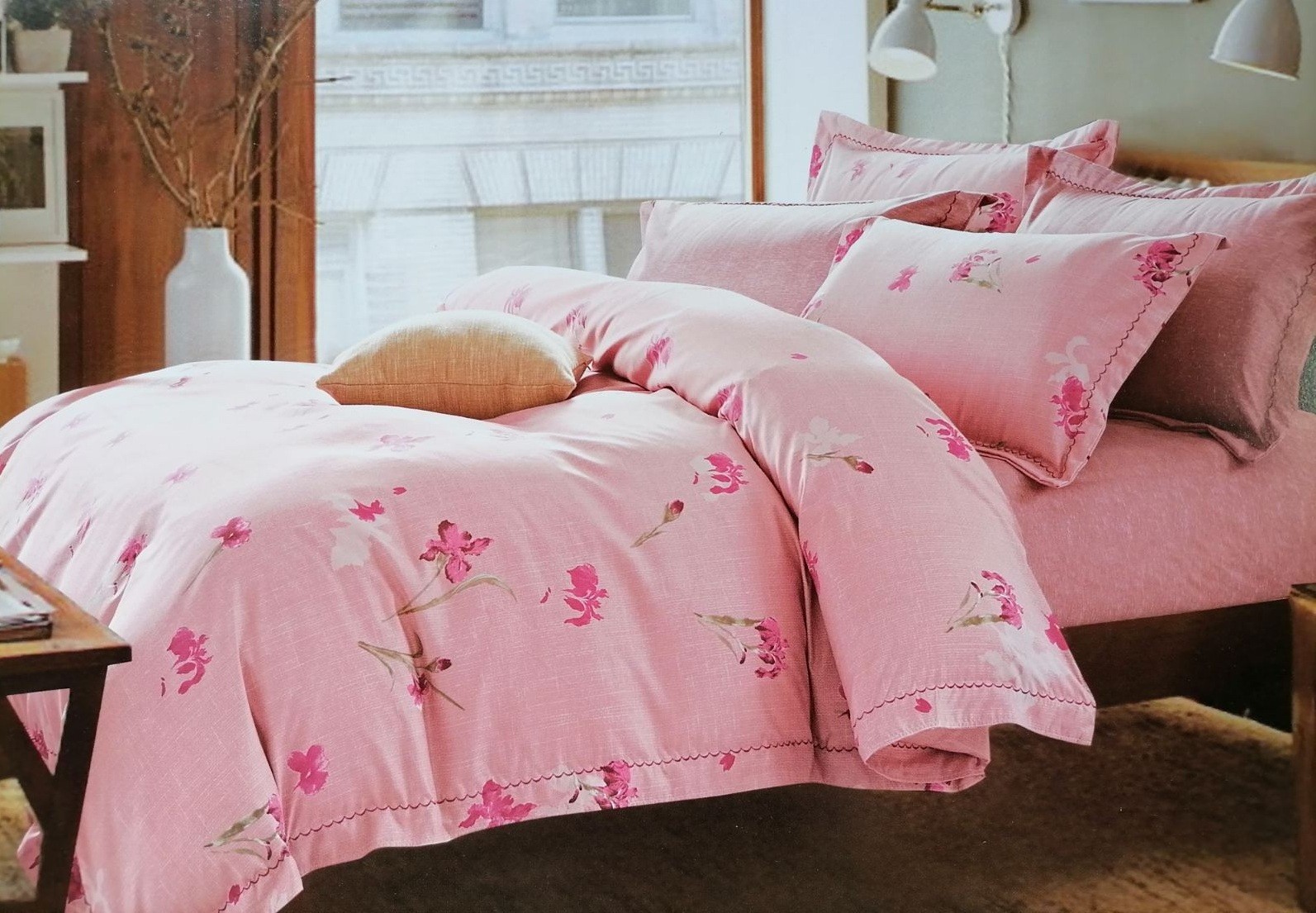 

Комплект постільної білизни Шем Royal satin 200Х220 рожевий 23