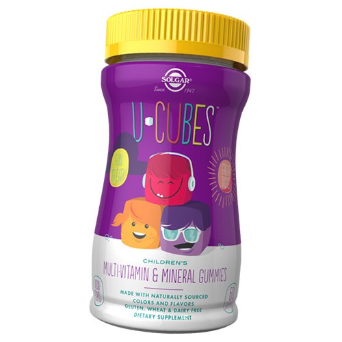 

Жевательные Витамины для детей, U-Cubes Children's Multi-Vitamin&Mineral, Solgar 60таб (36313097)