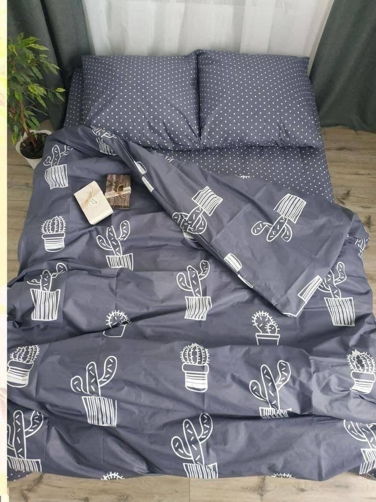 

Комплект постельного белья Qili Home Textile Сатин №S1007 Евро 200х220 бело-серый