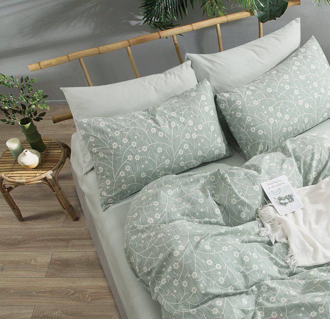 

Комплект постельного белья Qili Home Textile Сатин №Rsp1605R Полуторный 160х215, Зелёный цветы