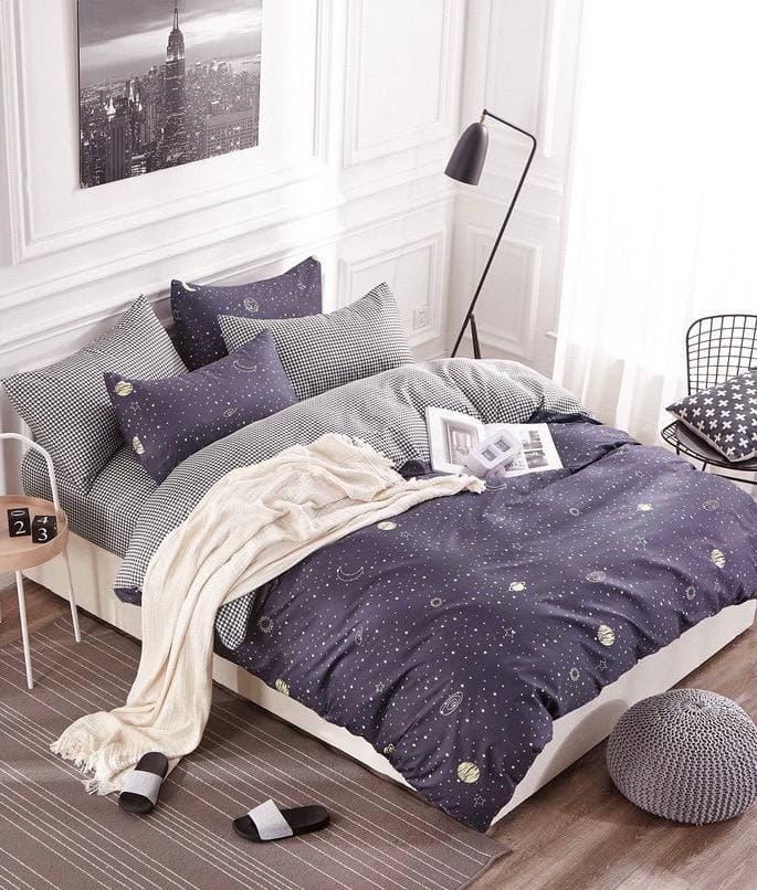 

Комплект постельного белья Qili Home Textile Сатин №Rsp1605R Двухспальный 180х215, серо-синий космос