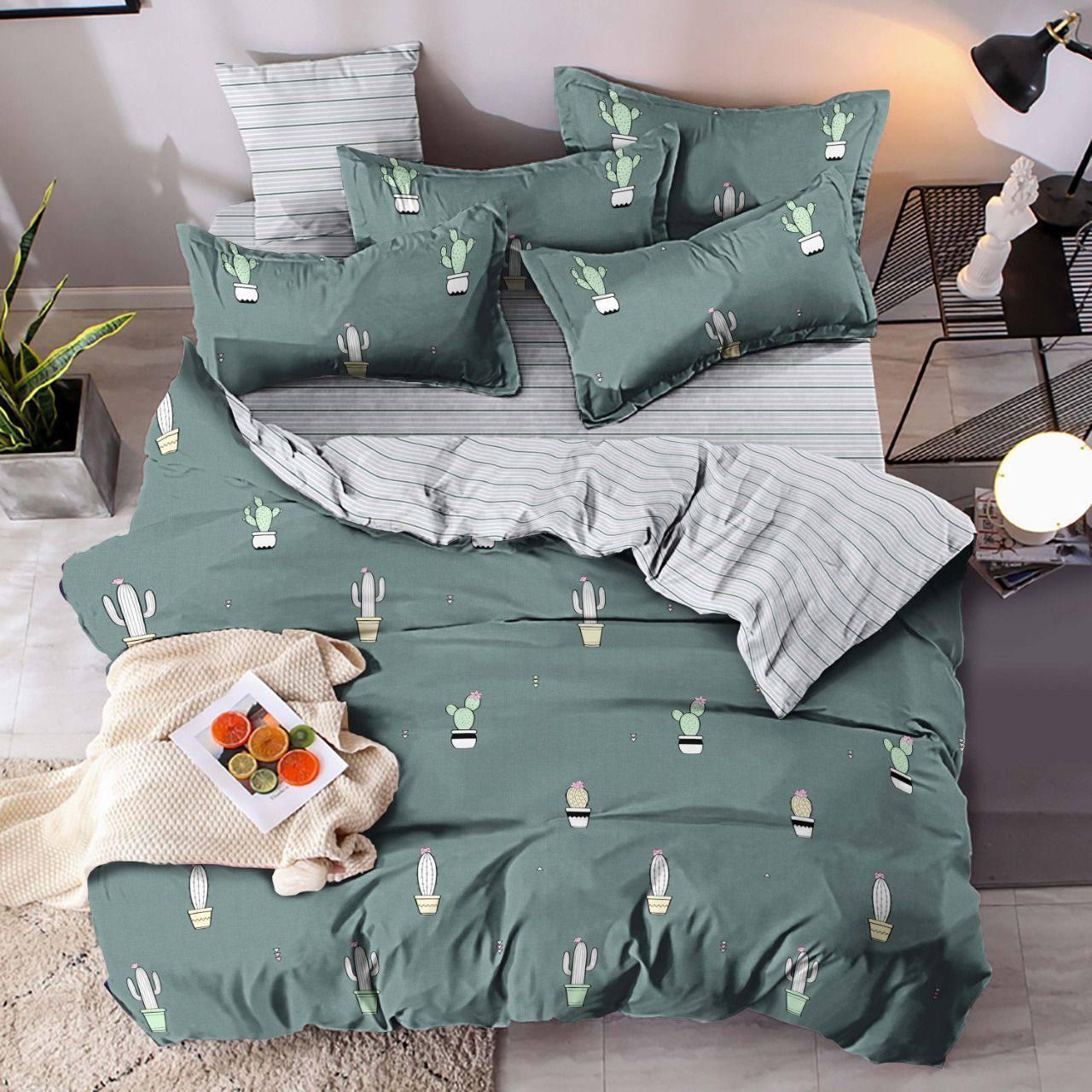 

Комплект постельного белья Qili Home Textile ранфорс №R1019 Полуторный 150х220 серо-зеленый