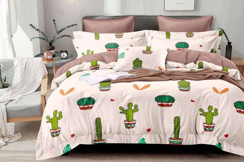 

Комплект постельного белья Qili Home Textile ранфорс №R1009 Полуторный розово-коричневый