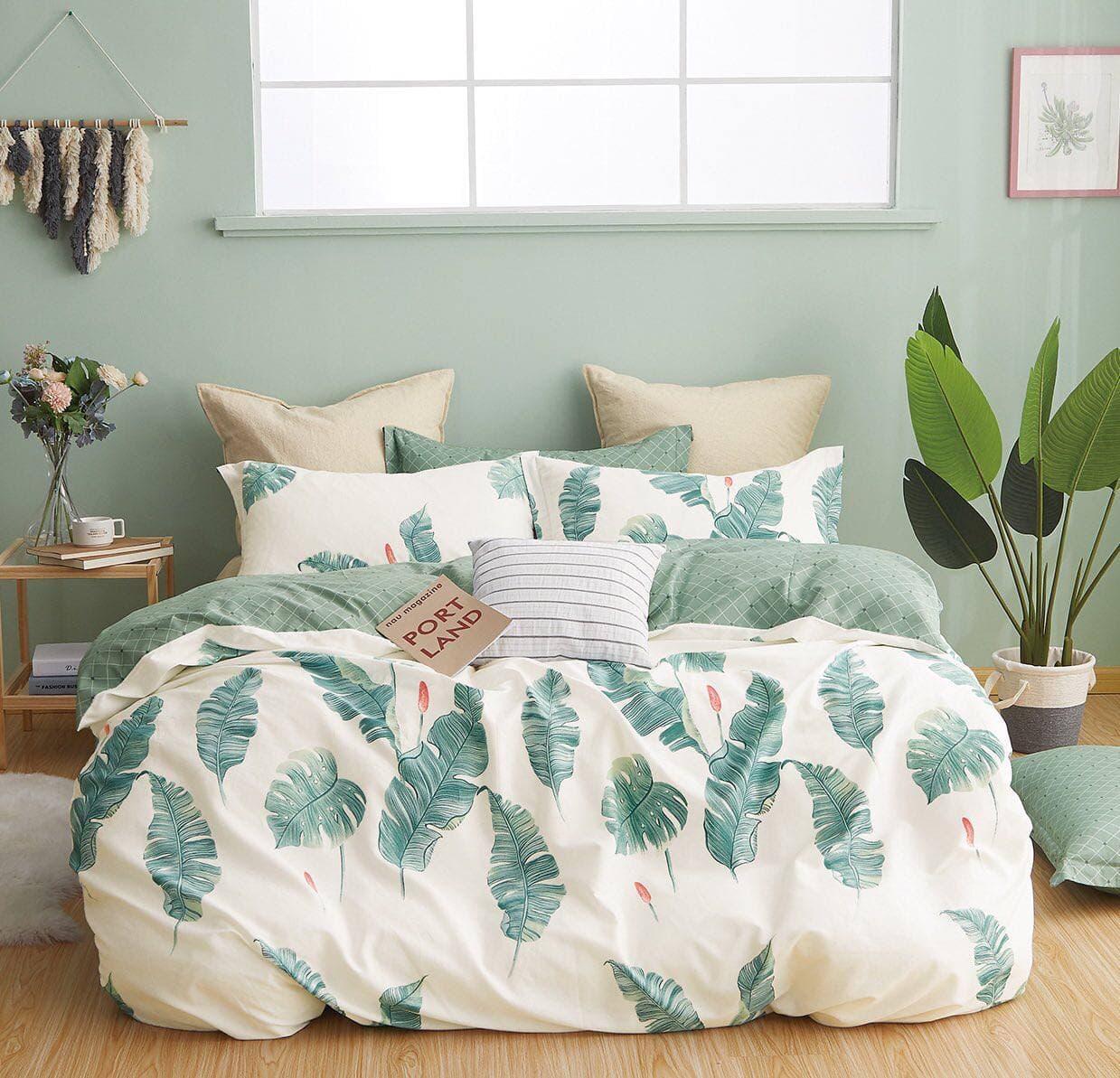 

Комплект постельного белья Qili Home Textile Сатин №Rsp1605R Семейный 2х160х215, Зеленый с белым перо