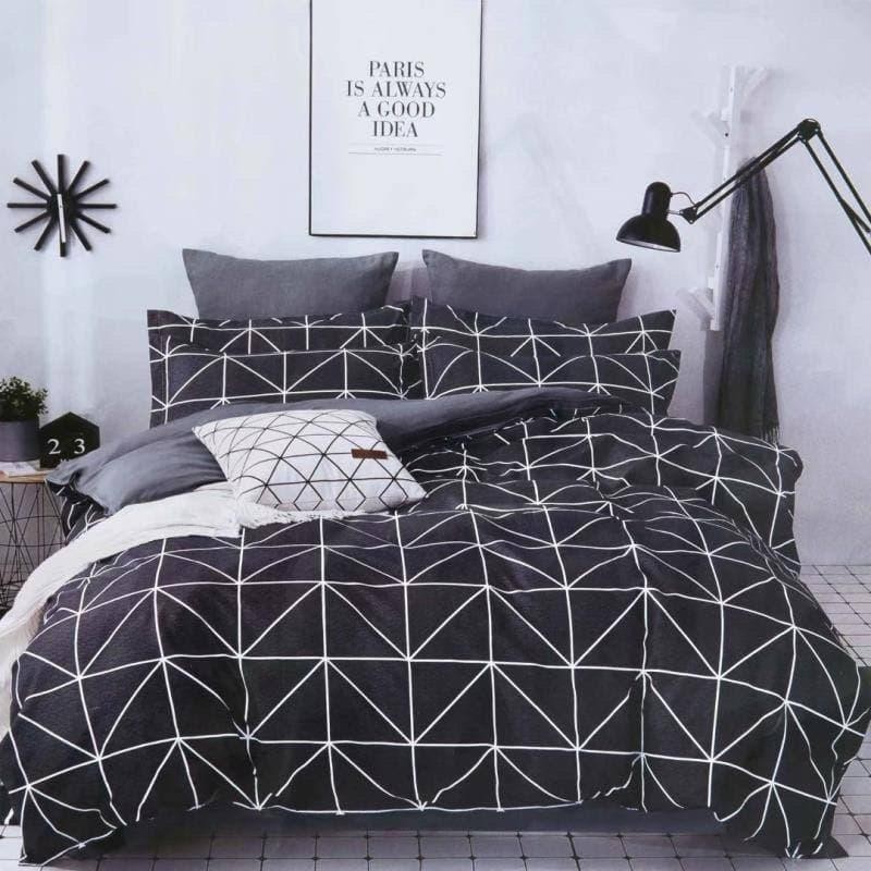 

Комплект постельного белья Qili Home Textile Софткоттон №3345895 Полуторный 160х215 Черно-белый геометрия