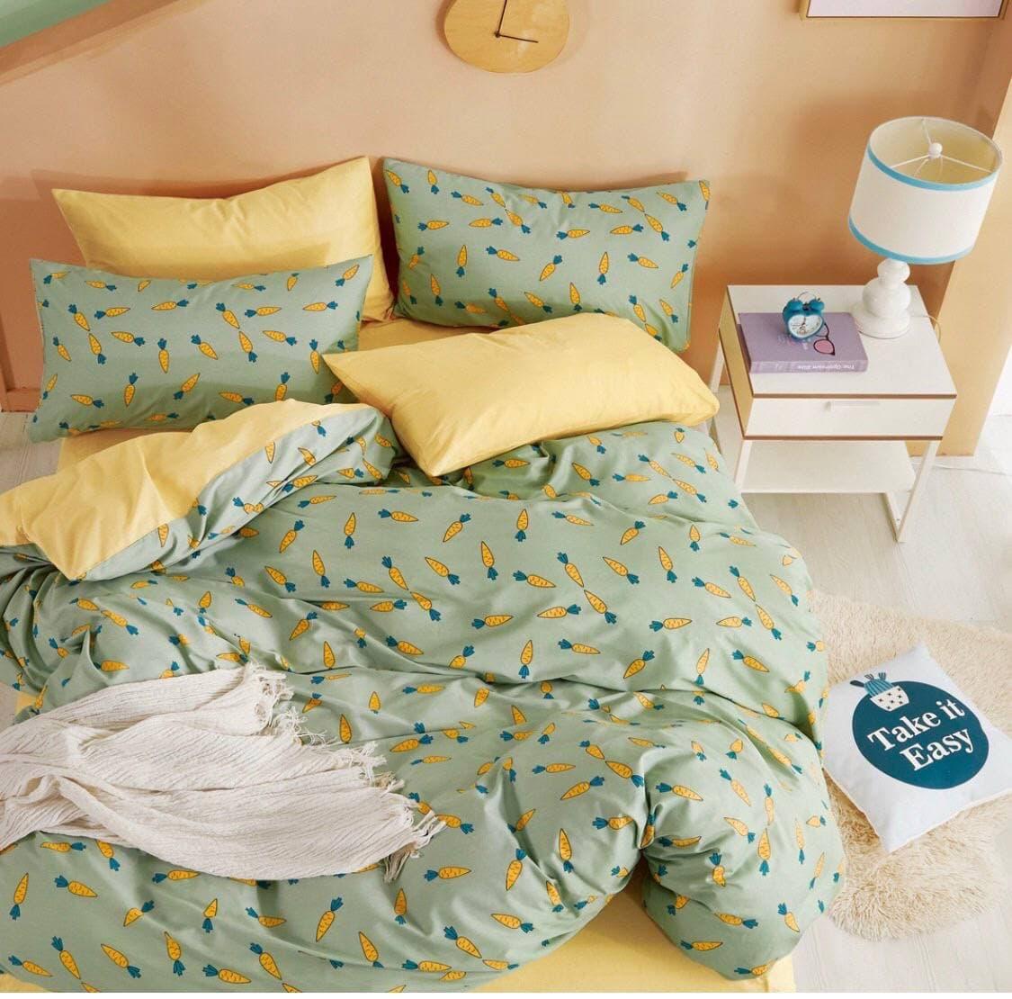 

Комплект постельного белья Qili Home Textile Сатин №Rsp1605R Семейный 2х160х215, желто-зеленый