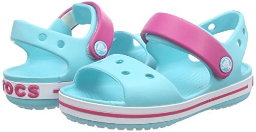 

Босоножки Crocs Crocband J3 34-35 голубые с фиолетовым плюс подарок украшение джибитс