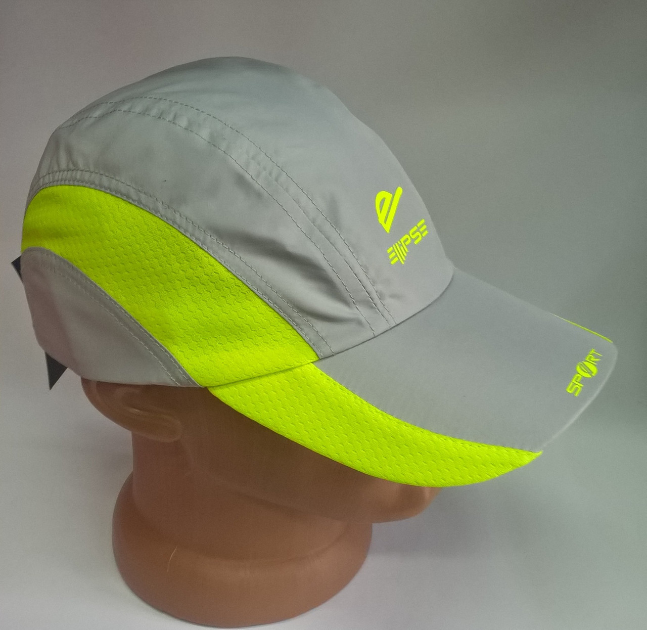 

Бейсболка мужская из плащевки спорт 622/2.1 серая с лимонной отделкой, 60 размер Эллипс