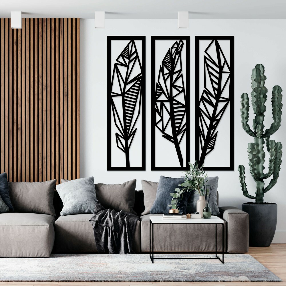 

Панно из дерева Born for Art 3 пера в рамках 115х109 см Черное
