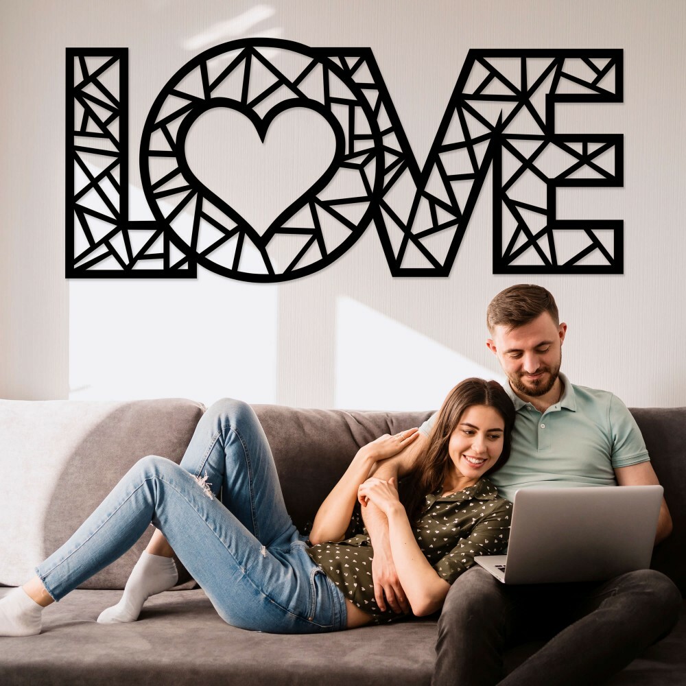 

Панно из дерева Born for Art LOVE 145х62 см Черное