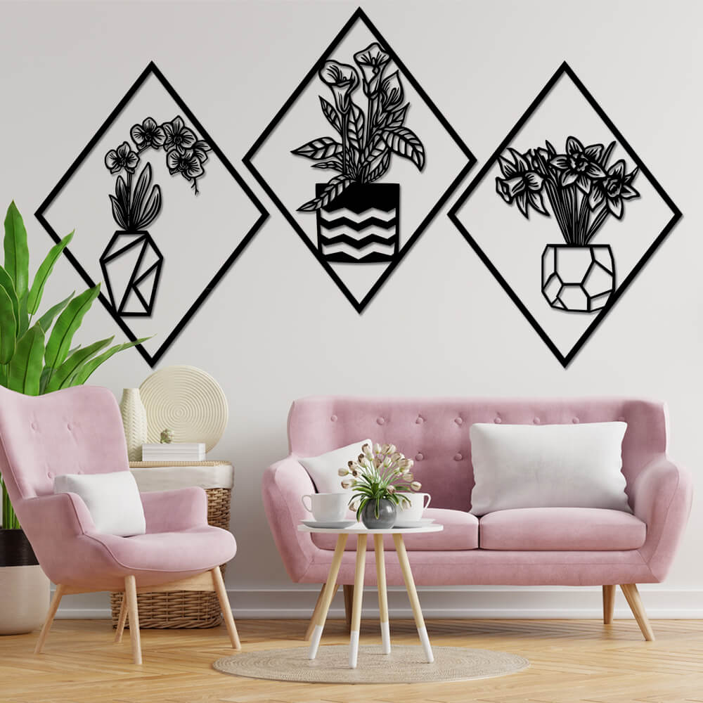 

Панно из дерева Born for Art Flowers x3 90х50 см Черное