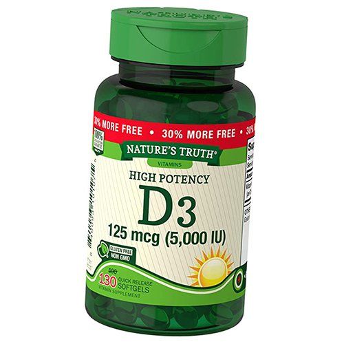 

Витамин Д3, Холекальциферол, High Potency Vitamin D3 125, Nature's Truth 130гелкапс (36509037)