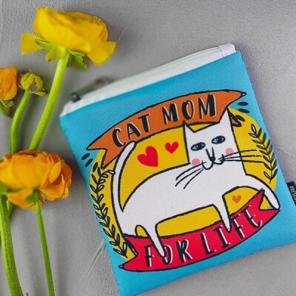 

Косметичка квадратная Basic Presentville Cat mom for life 16x16 см