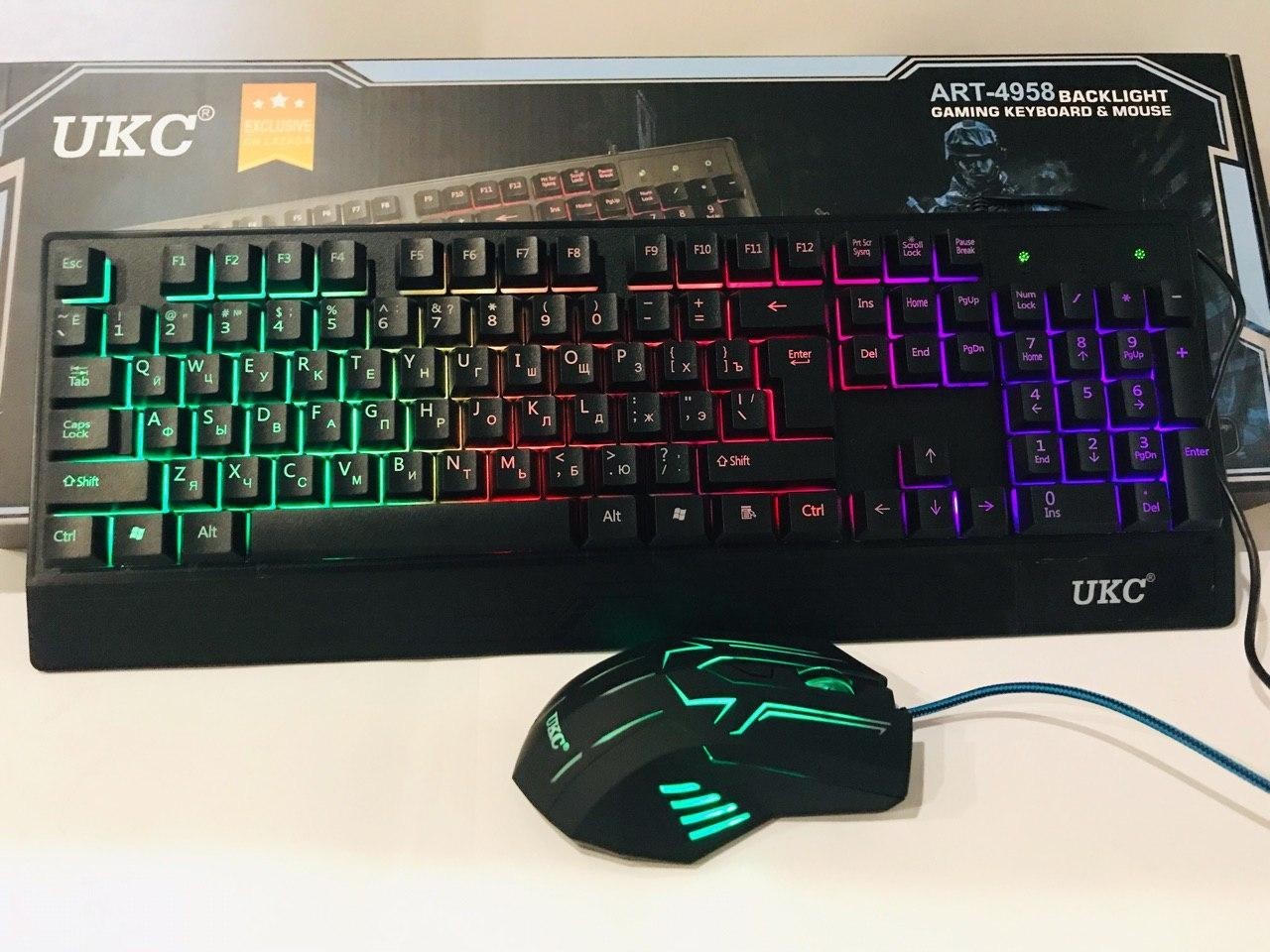 

Комплект проводная клавиатура и мышка с LED подсветкой KEYBOARD UKC 4958