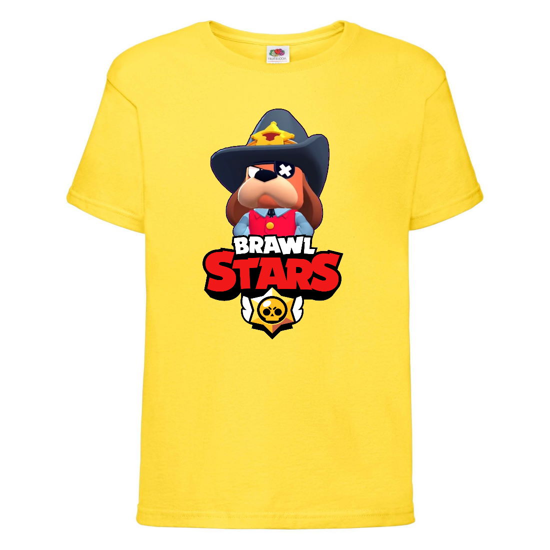 

Футболка детская Brawl Stars Colonel Ruffs Sheriff (Бравл Старс Генерал Гавс Шериф) желтая 140 см