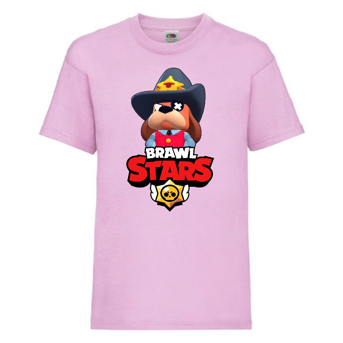 

Футболка детская Brawl Stars Colonel Ruffs Sheriff (Бравл Старс Генерал Гавс Шериф) розовая 128 см