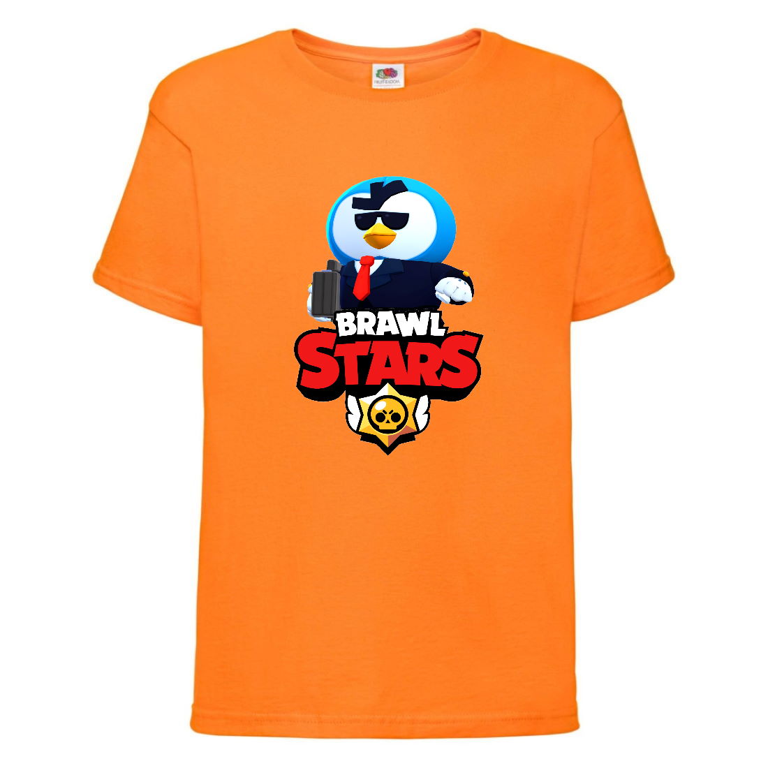 

Футболка детская Brawl Stars Mr. P Agent (Бравл Старс Мистер П Агент) оранжевая 104 см