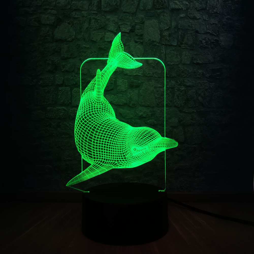 

3D светильник с пультом и аккумулятором 3D Lamp Дельфин (LP-17796)