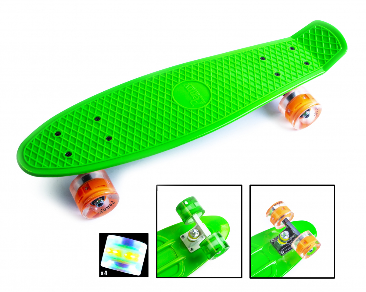 

Скейтборд, Пенни борд Penny Board Зеленый Светящиеся колеса до 80кг (SD)