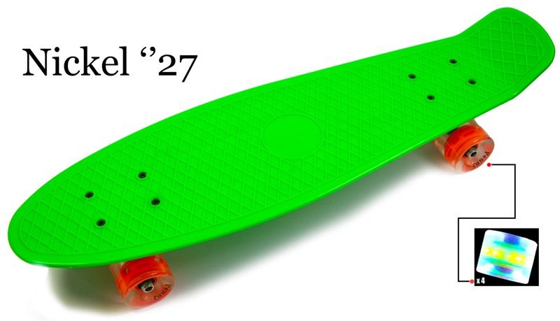 

Скейтборд, Пенни борд Penny Board Nickel 27 Зеленый Светящиеся колеса до 90кг (SD)