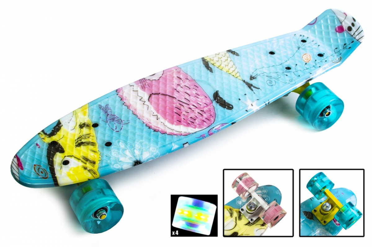 

Скейтборд, Пенни борд Penny Board Cool cat Светящиеся колеса до 80кг (SD)