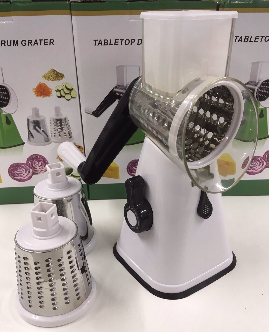 

Ручная механическая овощерезка Tabletop Drum Grater Белый