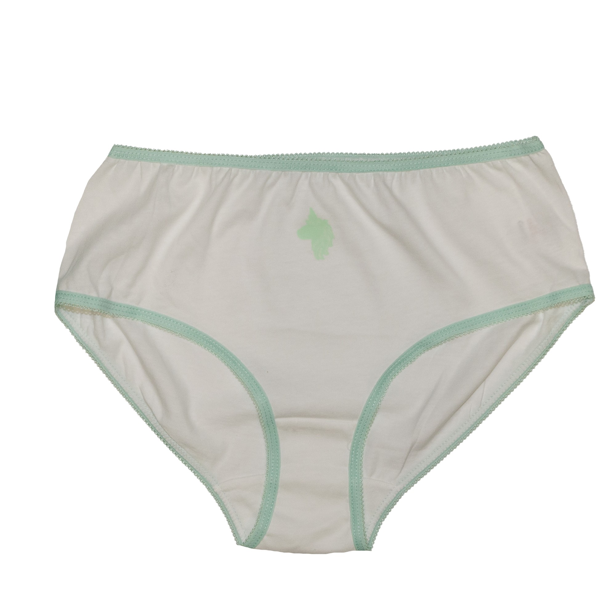 

Трусы для девочки ( 1 шт ) George белого цвета с мятным единорогом и резинками 6-7 лет (116-122см) 653