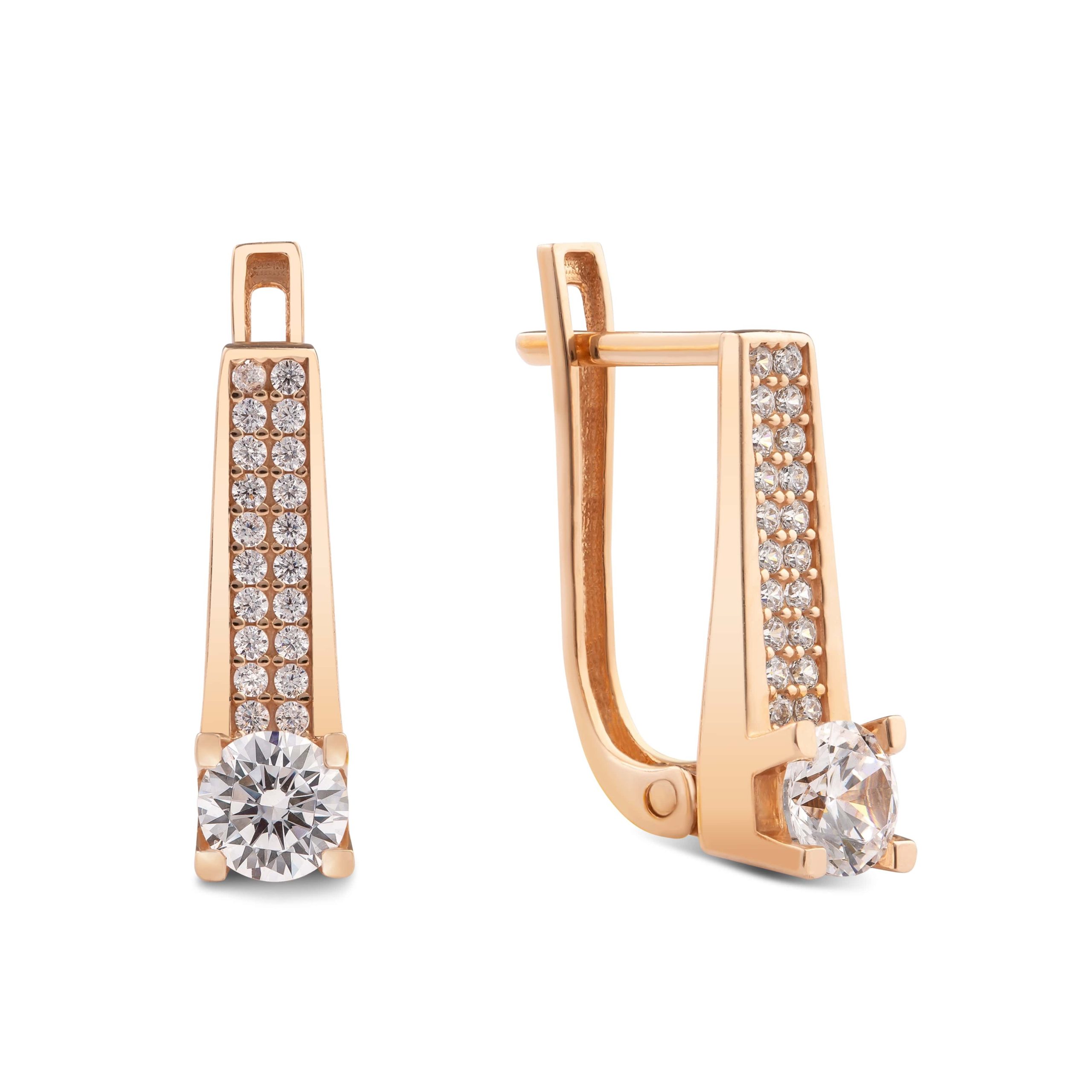 

Серьги из красного золота классика с фианитами КАМЕЯ 28200811.232.000344s