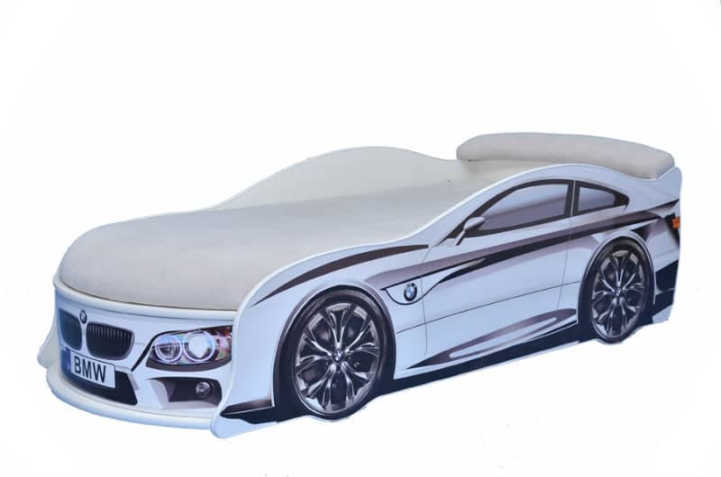 

Кровать машина Mebelkon БМВ М1 с подсветкой фар и низа 180х80 Белый