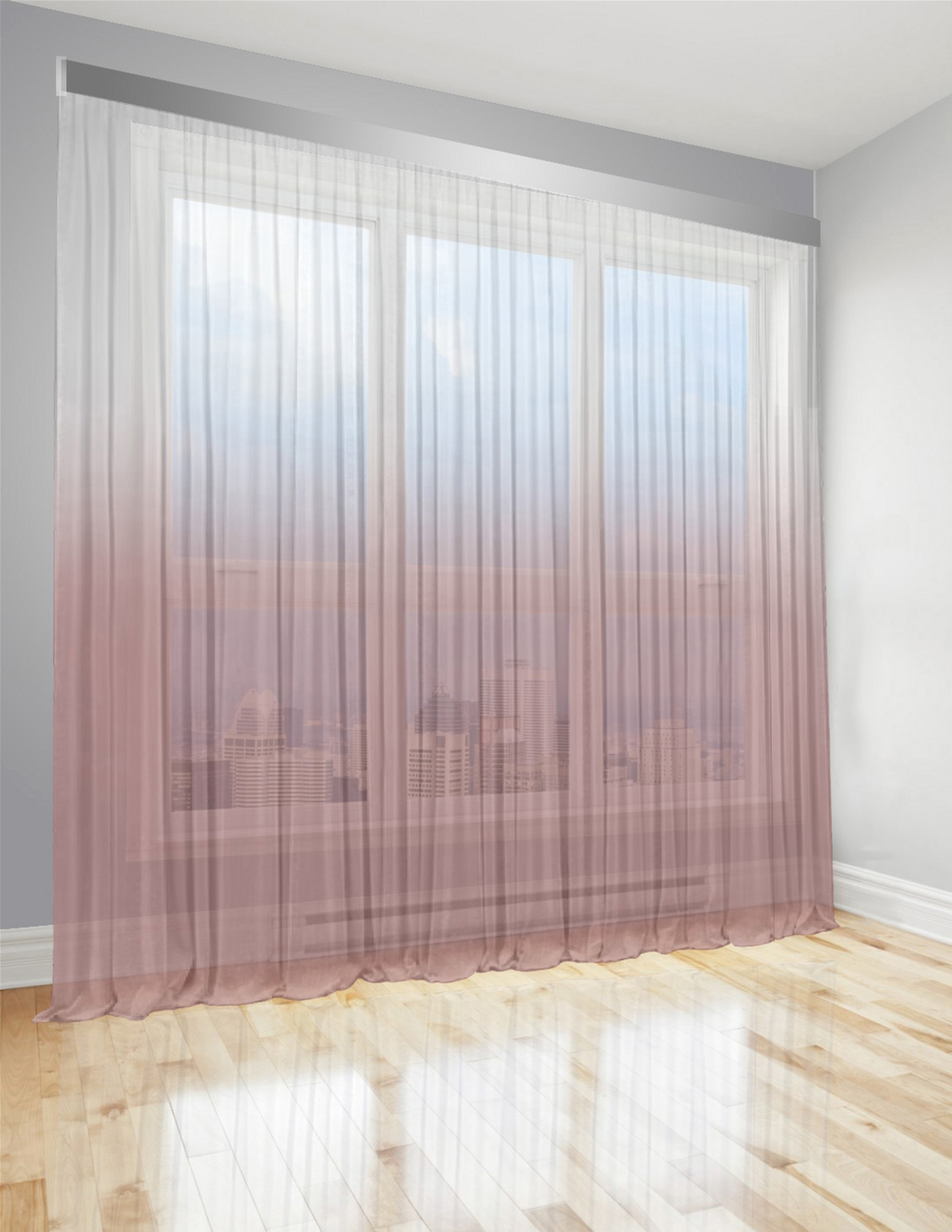 

Тюль Di&Di Градиент Батист прозрачный 700х270 переход от Пудрового в Белый