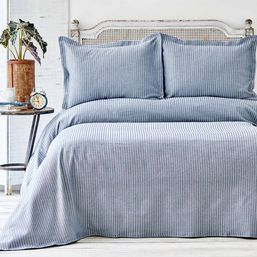 

Покрывало с наволочками Karaca Home Cally indigo индиго 230*240 евро (svt-2000022268165)