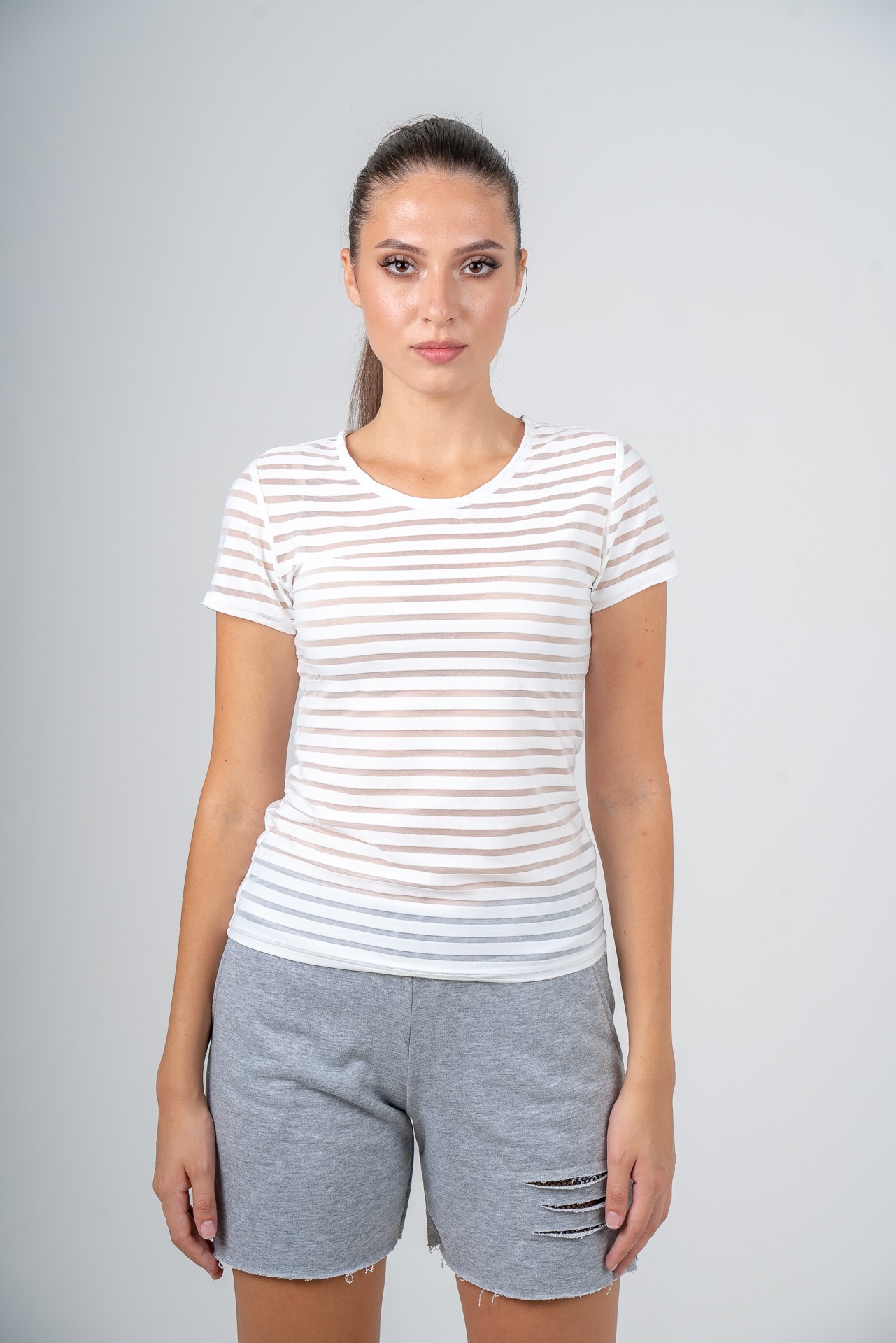 

Футболка в полоску Caroline 2XL белый