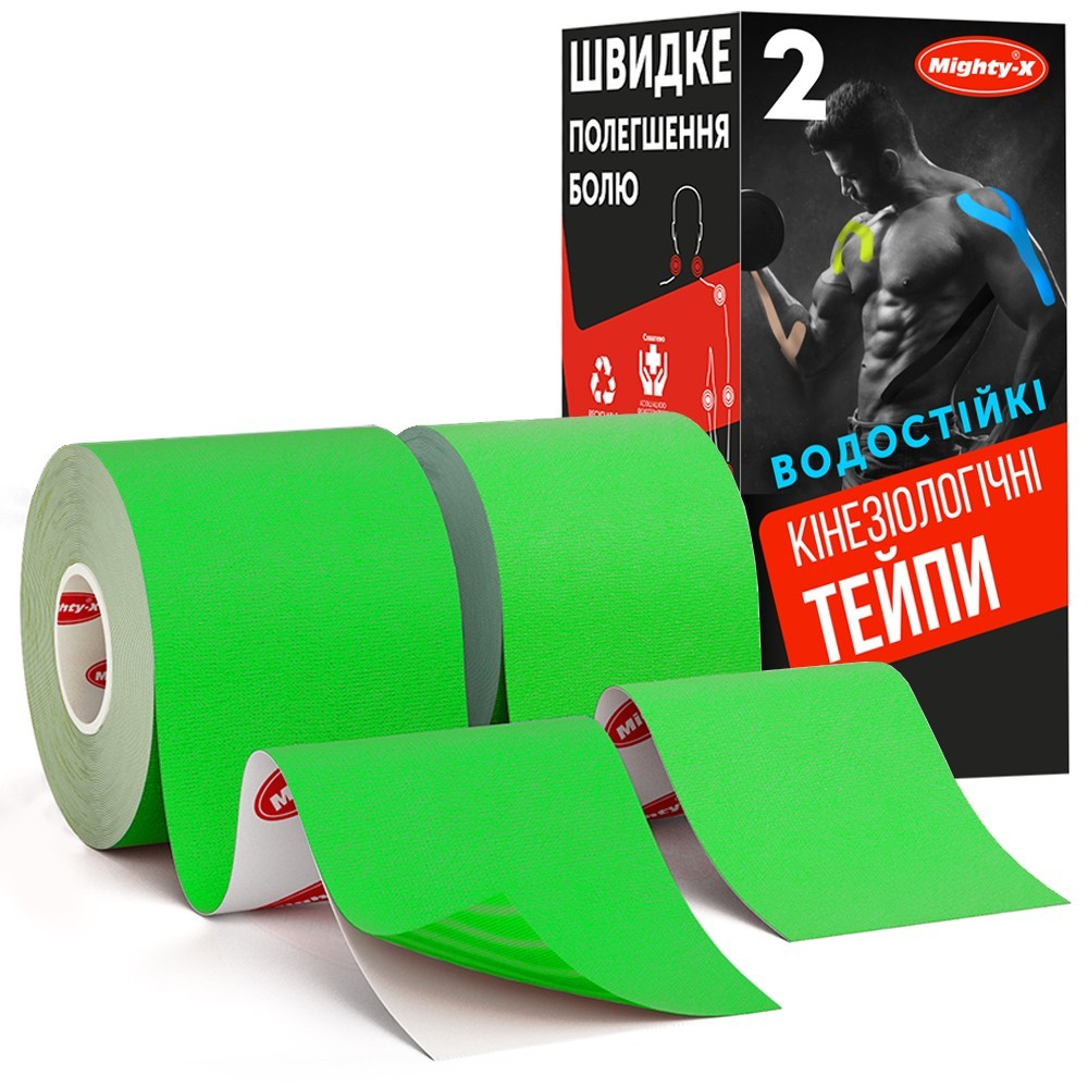 Кинезио тейп спортивный Mighty-X 2 штуки 5см х 5м Зеленый от продавца ...