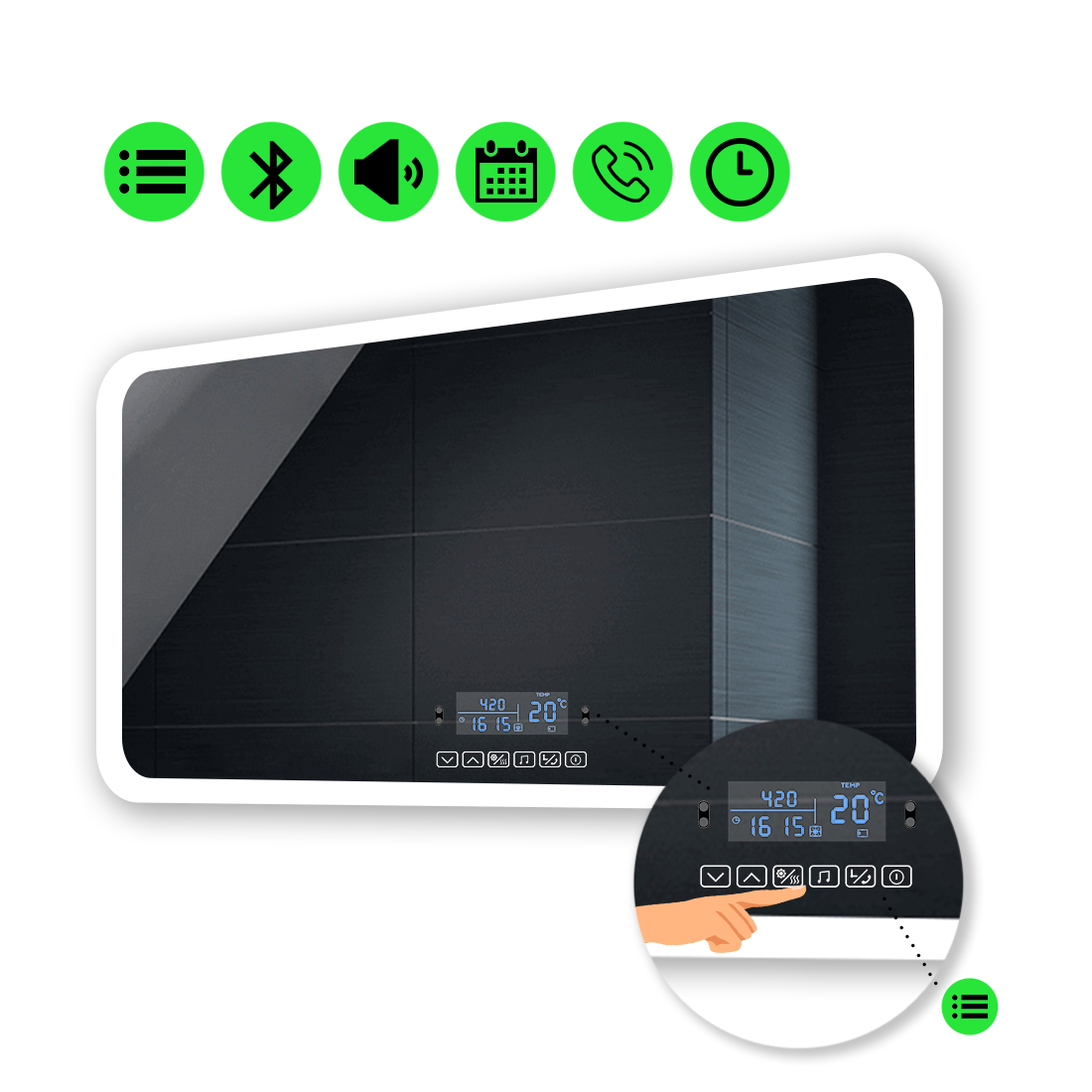 

Зеркало Ahana с Led-подсветкой, и мультиблоком 80x60 см