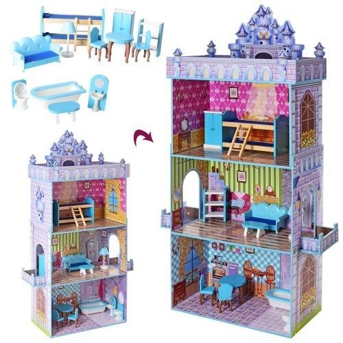 

Игровой деревянный трехэтажный домик для кукол