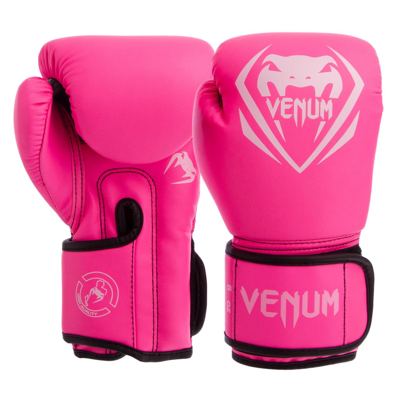 

Перчатки боксерские на липучке Venum Pro 8351 розовый-белый 8oz