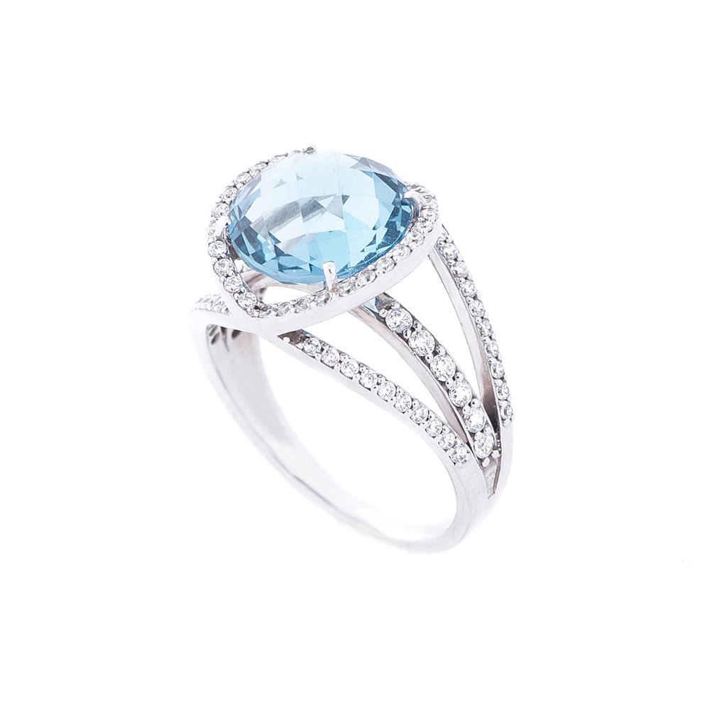 

Золотое кольцо с Лондон топазом и фианитами 14032388 Оникс 18